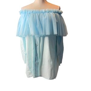 #A220   N by Nancy  Cottagecore  Off-Shoulder  Light Blue  TulleTop  NWOT  M